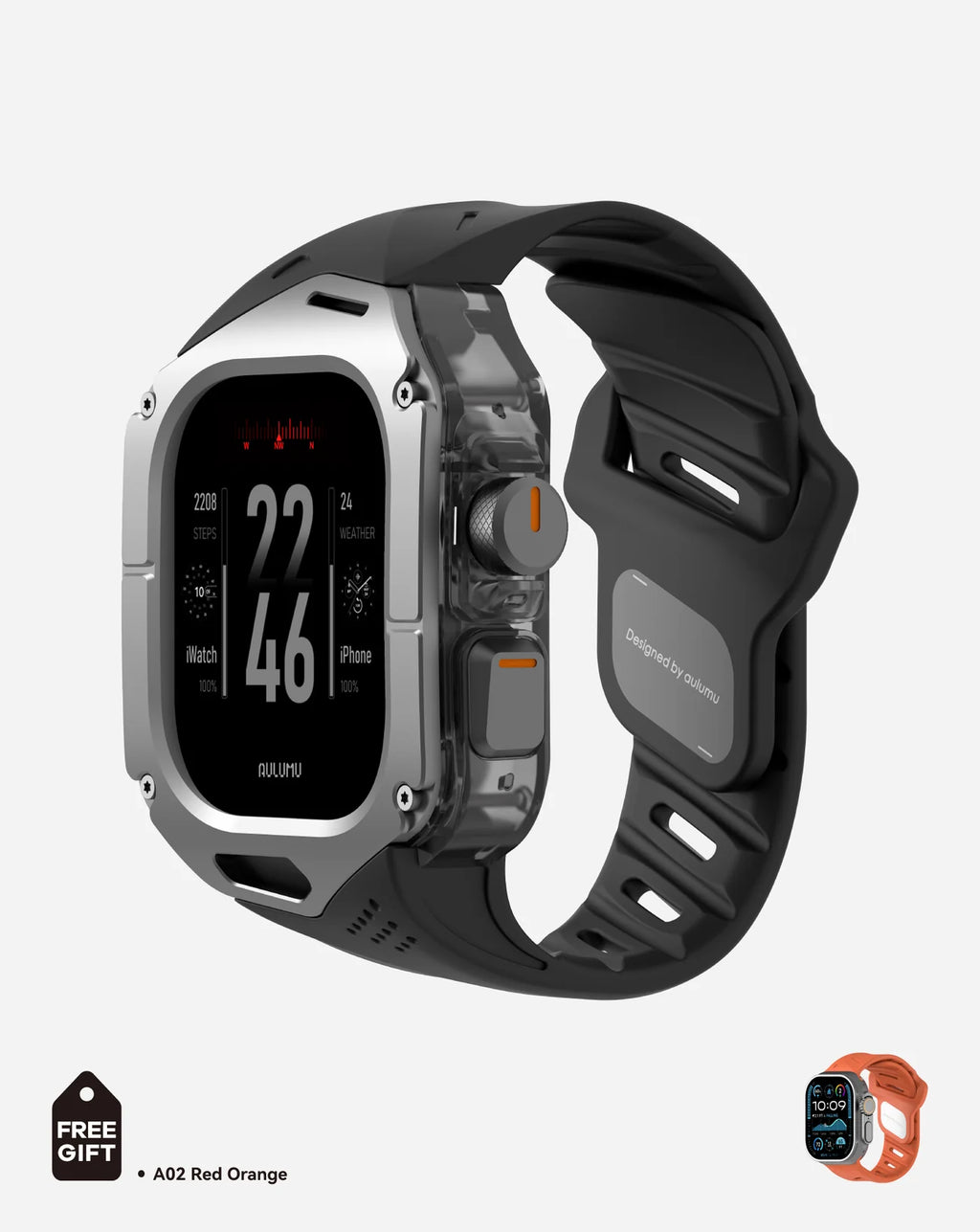 A01 Case with Band for Apple Watch Ultra 1/2/3 | Titanium Cover | FKM Band