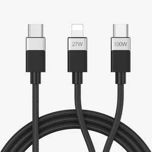 BWOO PD 100W USB-C Cable 2 in 1(USB-C + Lightning)