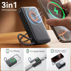 JR-PBM02 22.5W 3in1 magnetic mobile power bank 10000mAh black