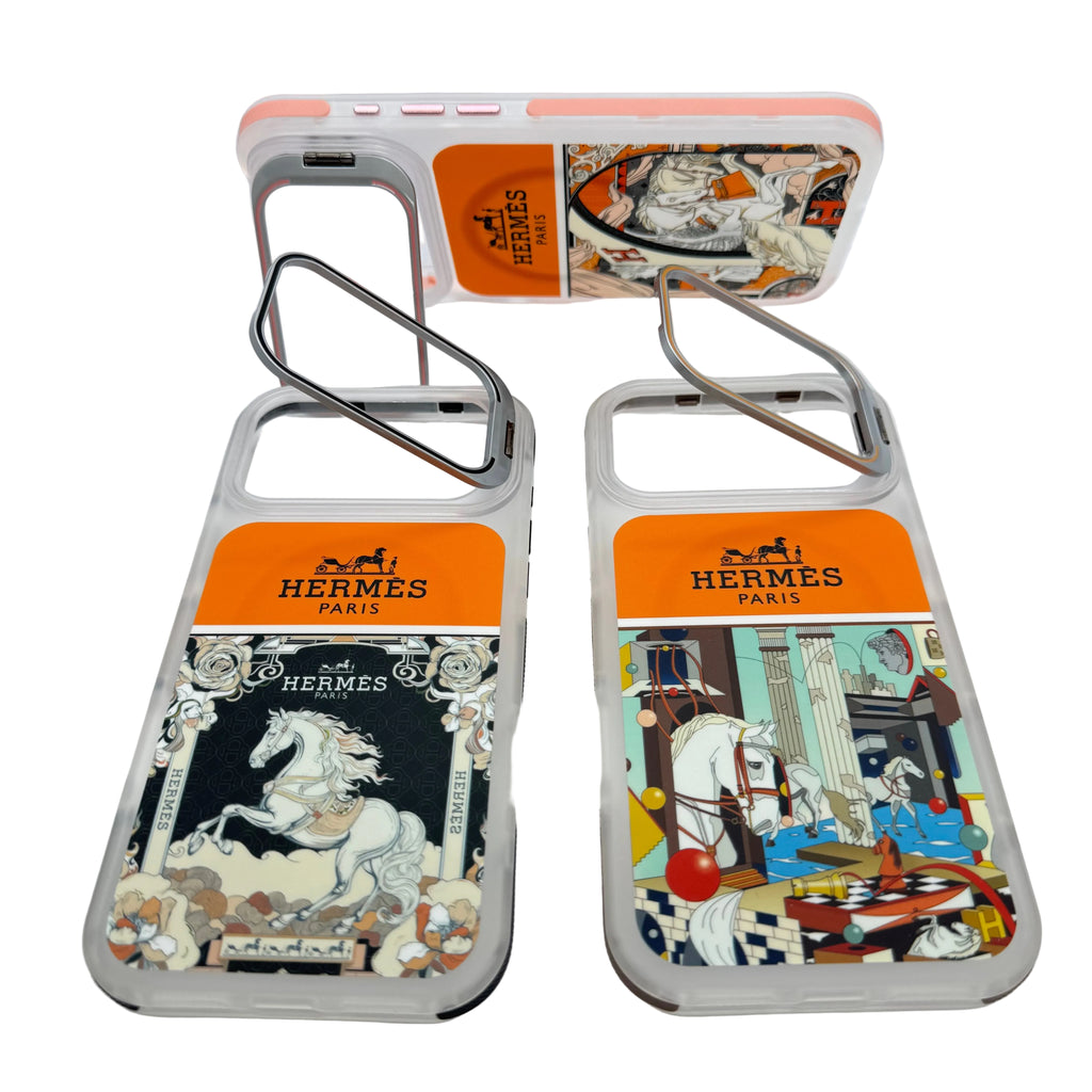 Hermès Art Edition MagSafe Compatible Case with Integrated Camera Ring Stand.