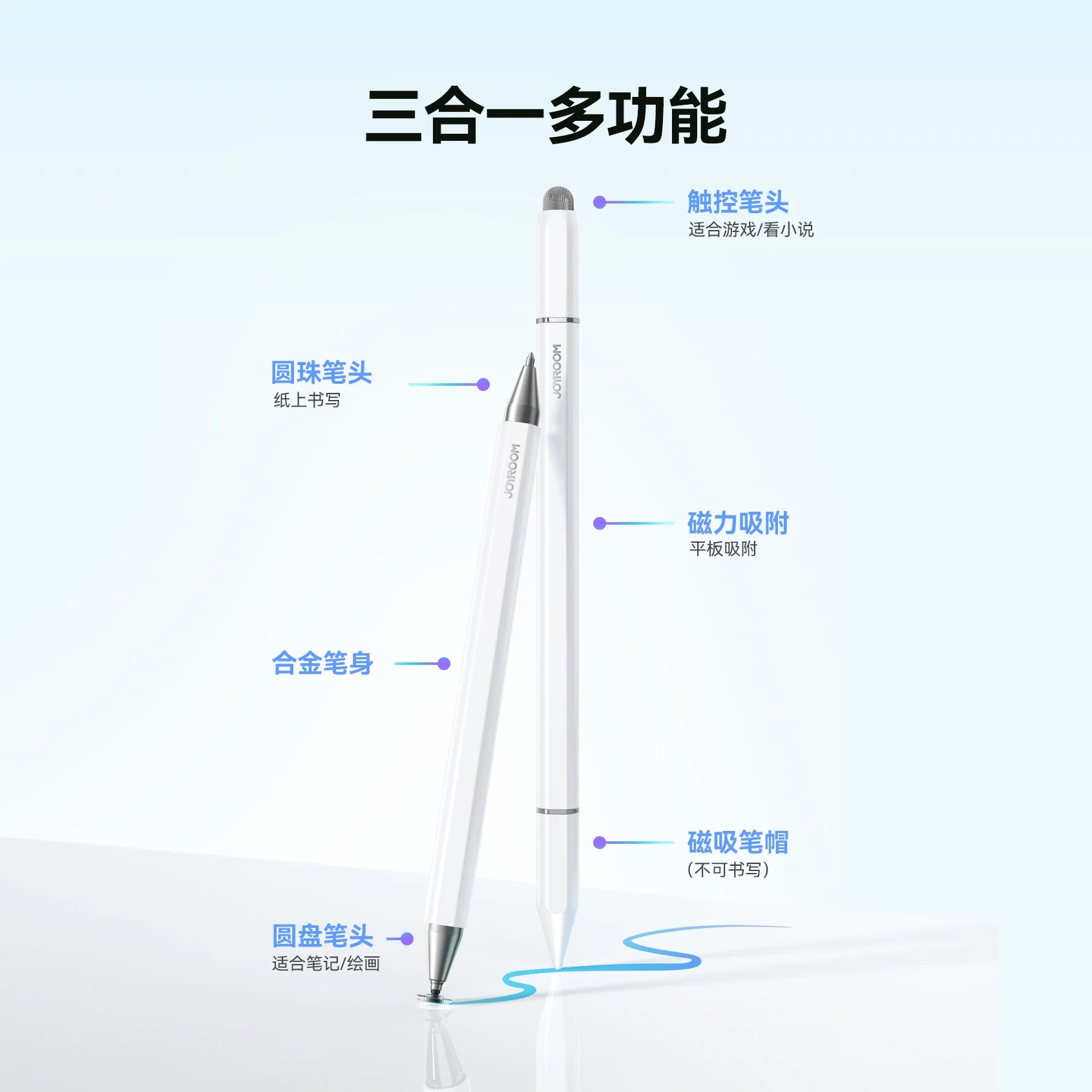JR-BP561 3-in-1 Magnetic Passive Capacitive Stylus Pen