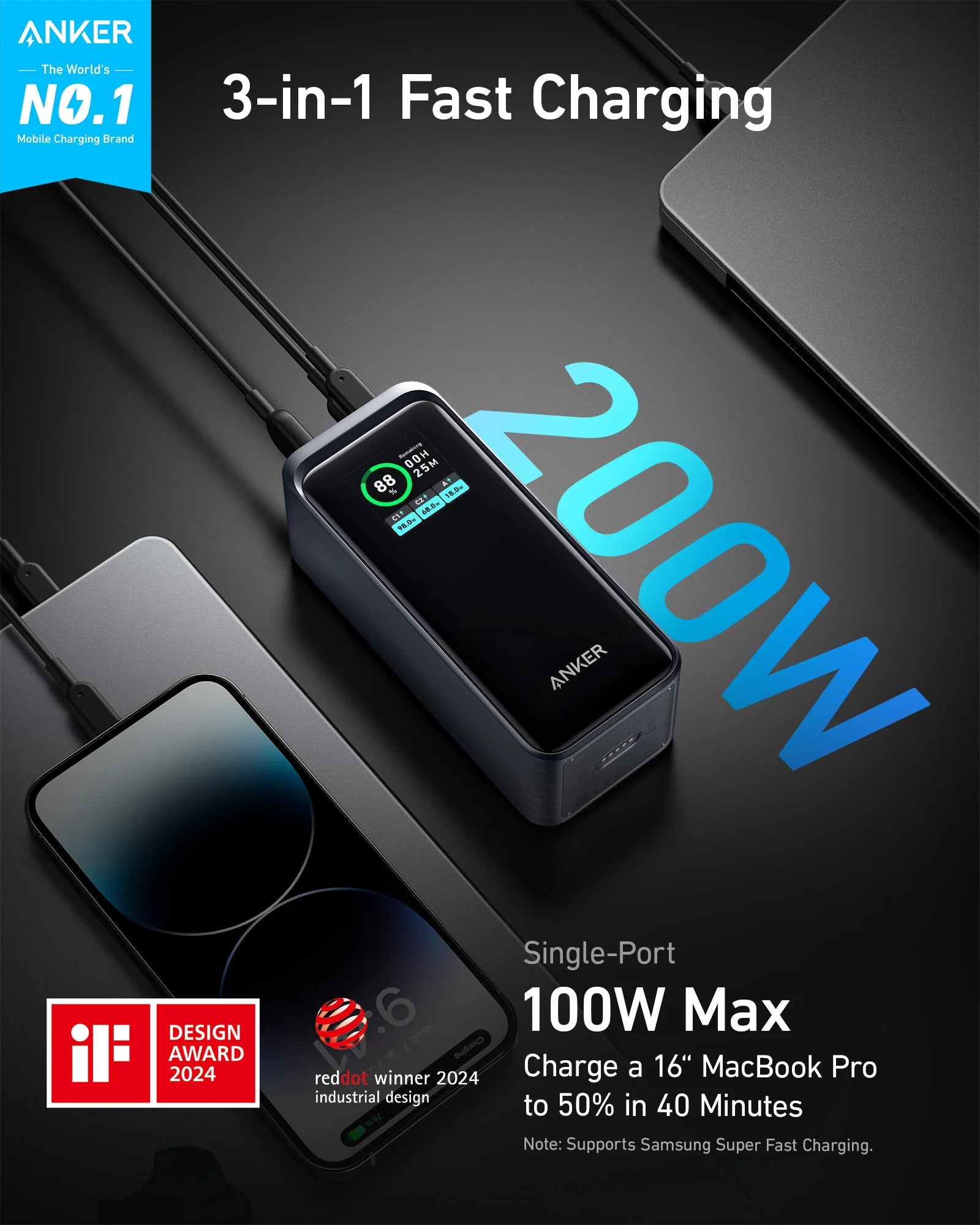 Anker Prime Power Bank (20K, 200W)