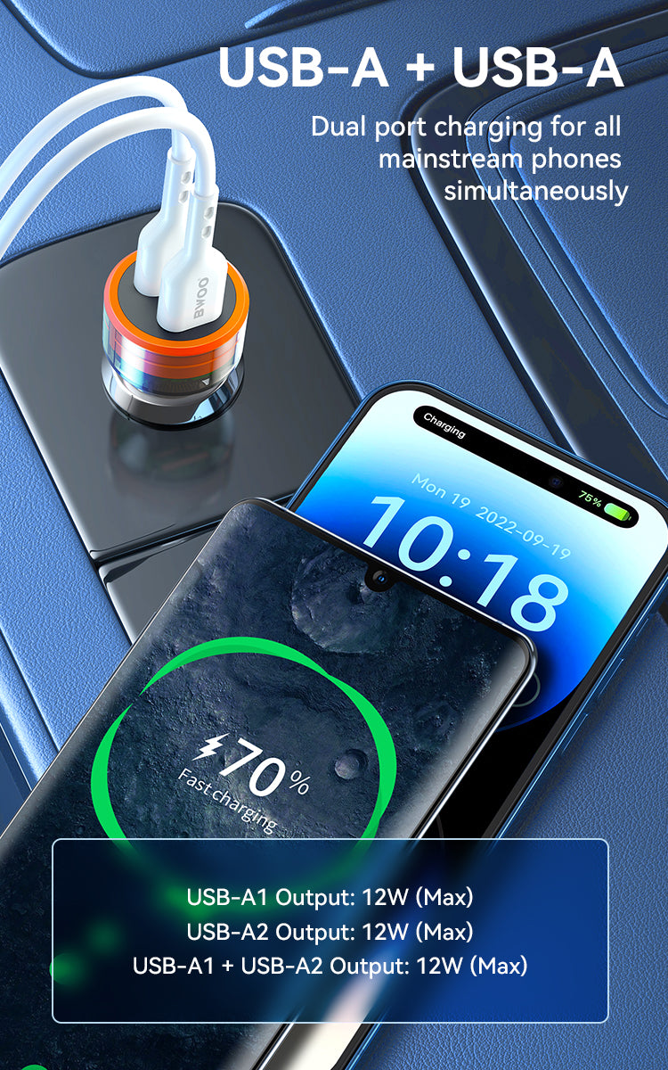 BWOO Dual USB-A Car Charger