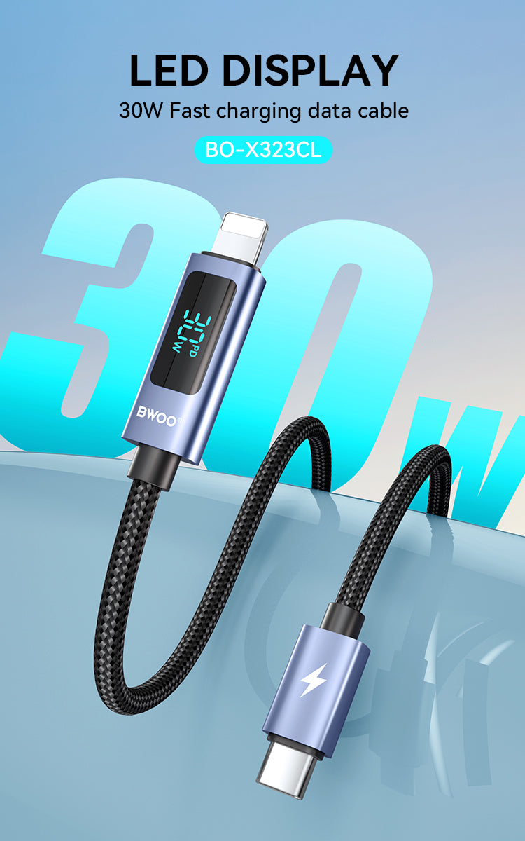 BWOO 30W Braided Type-C to Lightning Cable 1m