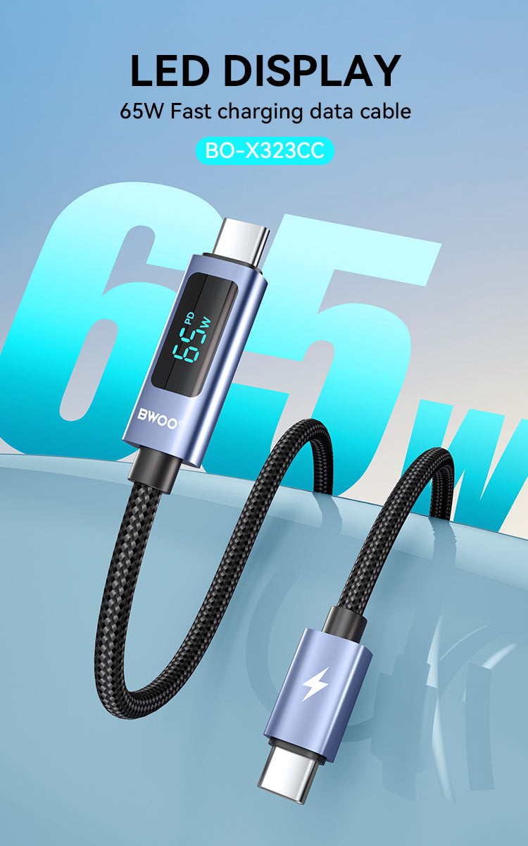 BWOO 65W Braided Type-C to Type-C Cable 1m