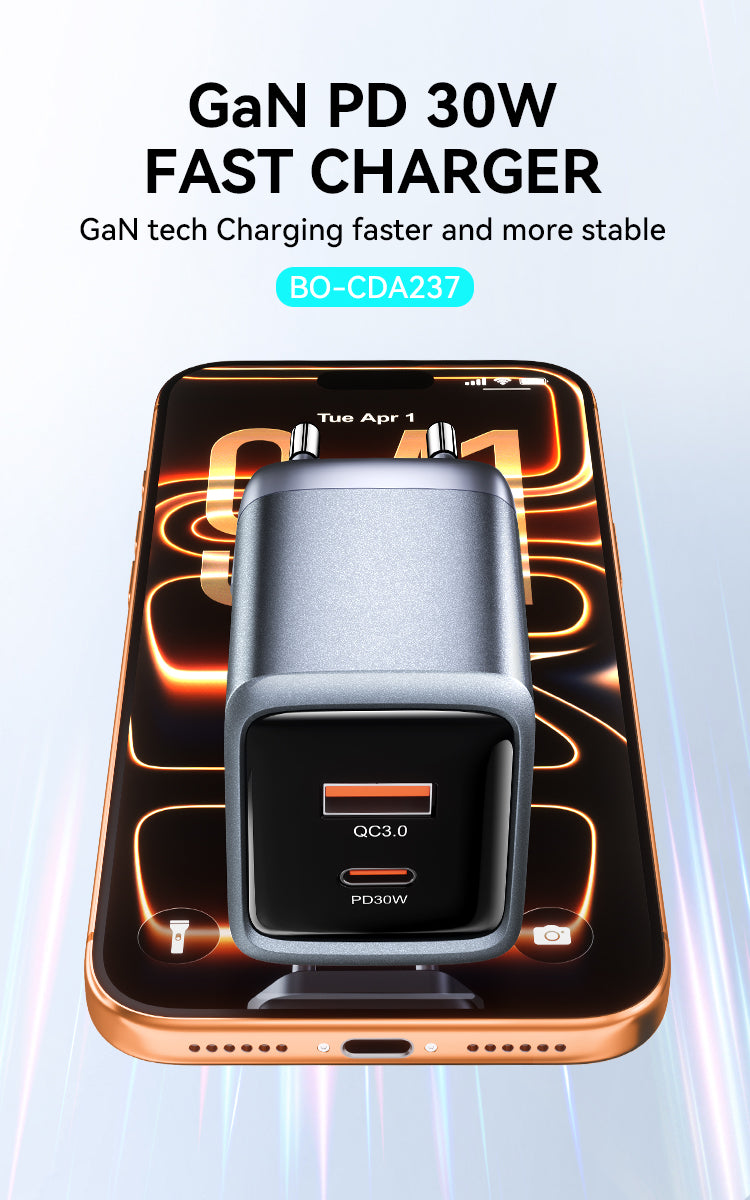 BWOO Dual-Port Type-C + USB-A Fast Charger