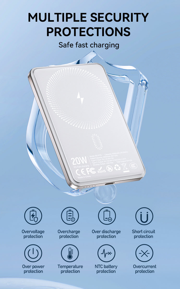BWOO 5000mAh 15W Magnetic Wireless Power Bank