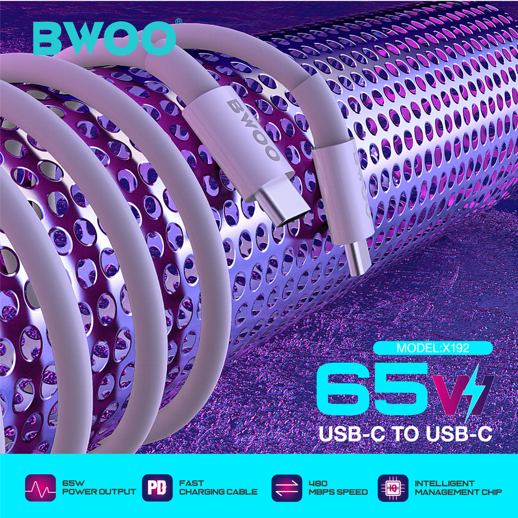 BWOO 65W TPE Type-C to Type-C Data Cable 1m