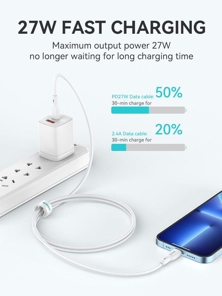 BWOO 27W Type-C to Lightning PVC Cable 1m