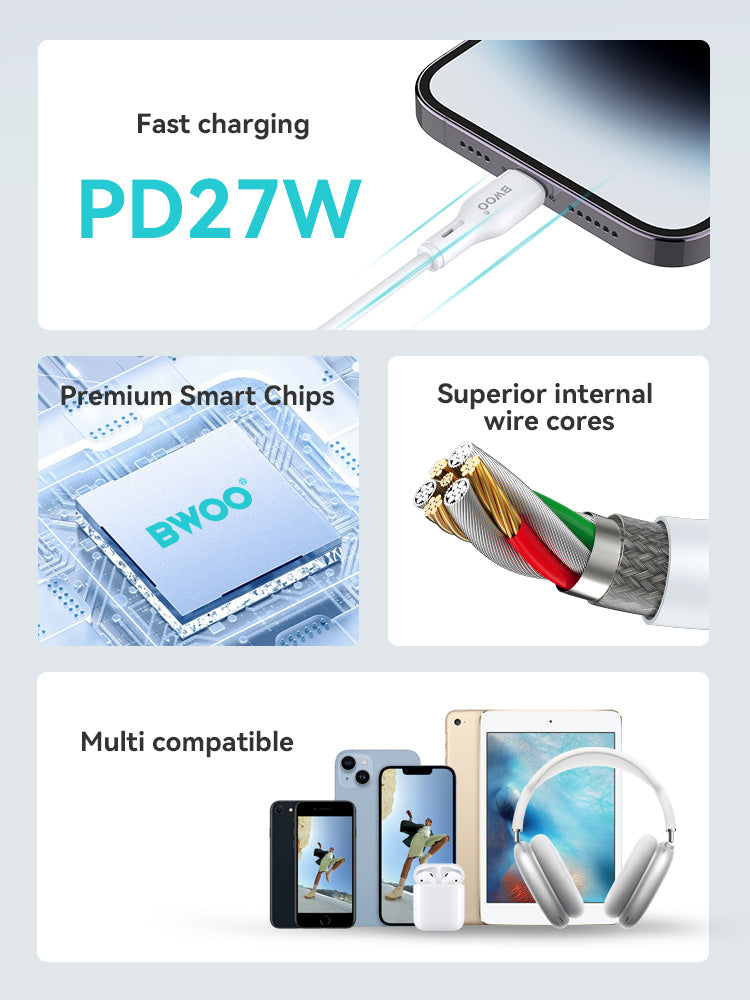 BWOO 27W Type-C to Lightning PVC Cable 1m