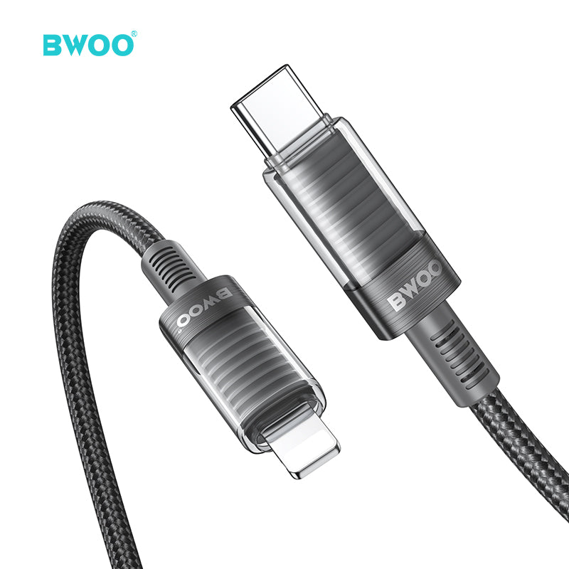BWOO 30W 16-Spindle Braided Type-C to Lightning Cable 1m
