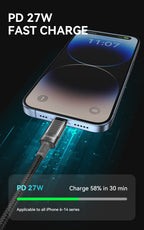 BWOO 30W 16-Spindle Braided Type-C to Lightning Cable 1m