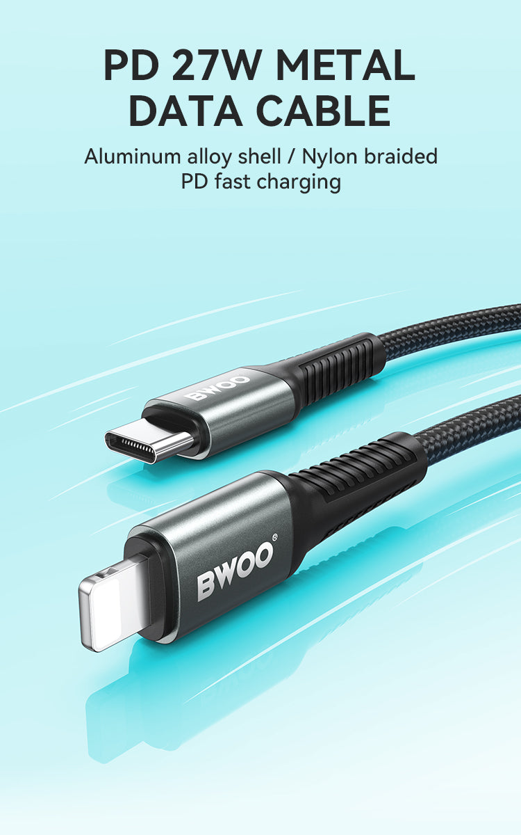 BWOO 27W Type-C to Lightning Braided Cable 1m