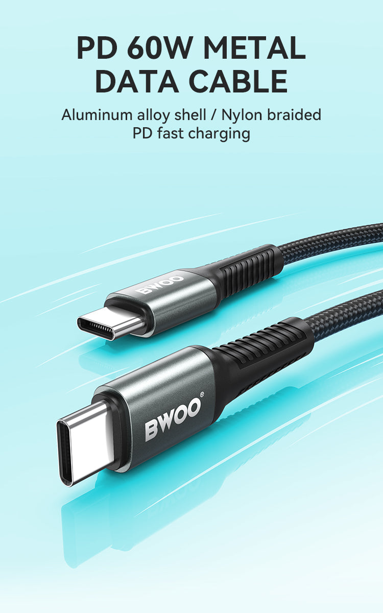 BWOO 65W Type-C to Type-C Braided Cable 2m