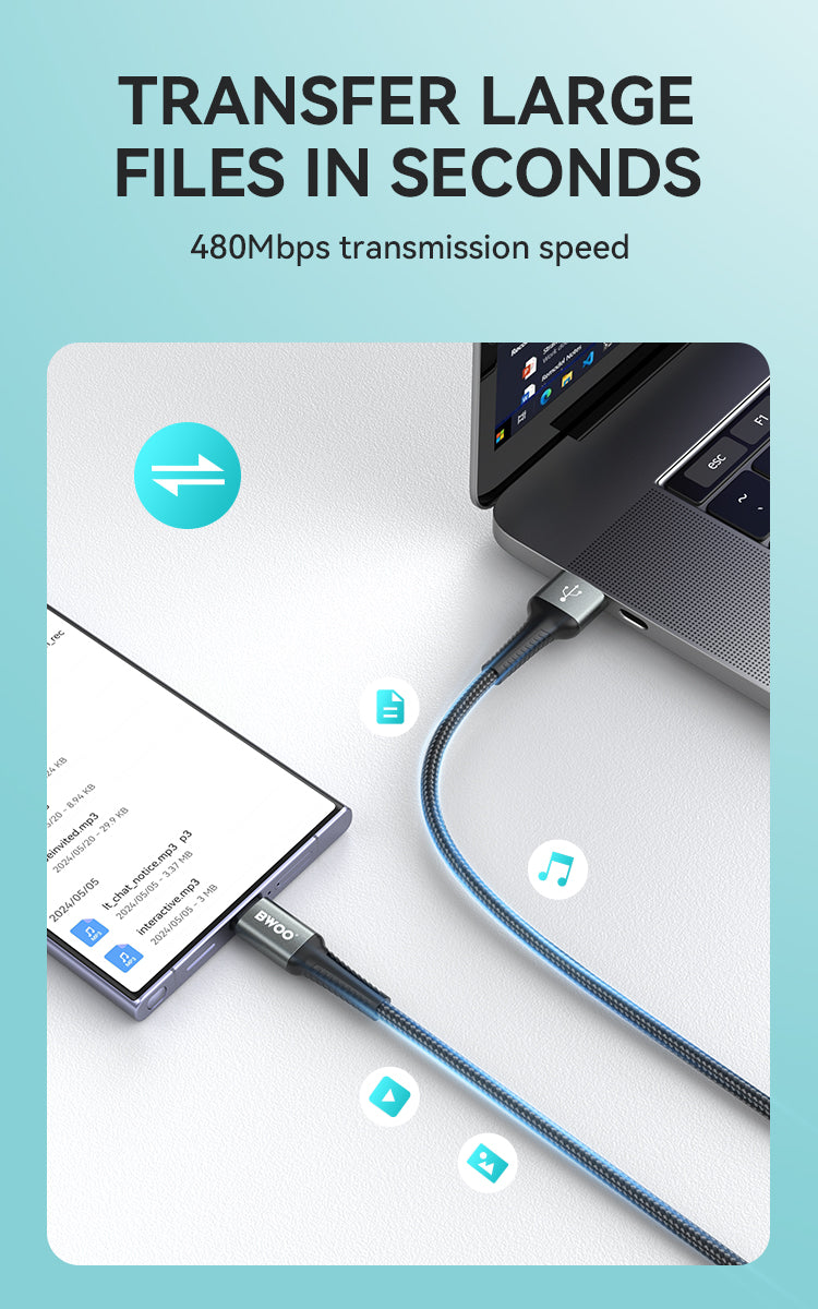 BWOO USB-A to Type-C Braided Cable 1m