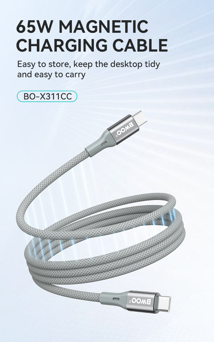 BWOO 65W Type-C to Type-C Nylon Braided Cable 1m