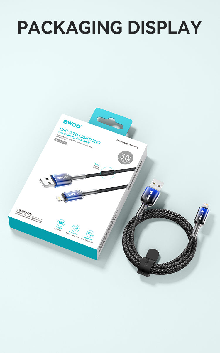BWOO 15W USB-A to Lightning Nylon Braided Cable 1m