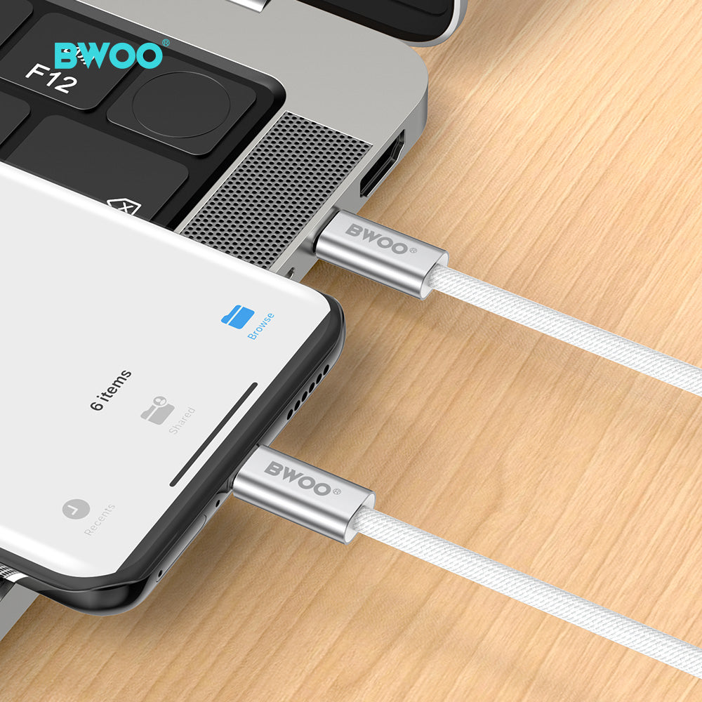 BWOO 240W Rainbow Braided Type-C to Type-C Cable 1m