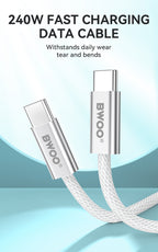 BWOO 240W Rainbow Braided Type-C to Type-C Cable 1m