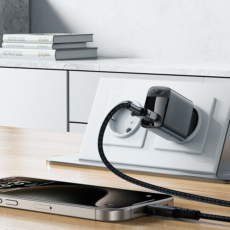ACEFAST Fast Charge Wall Charger A90 QC18W GaN (1xUSB-A) EU with 1.2m USB-A to USB-C charging cable