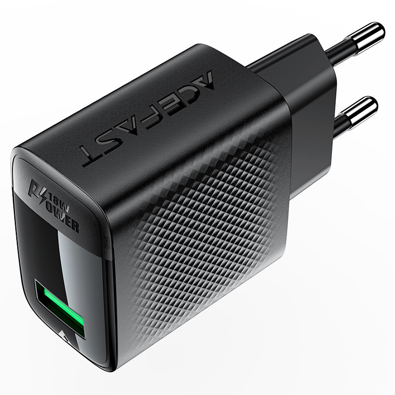ACEFAST Fast Charge Wall Charger A90 QC18W GaN (1xUSB-A) EU with 1.2m USB-A to USB-C charging cable