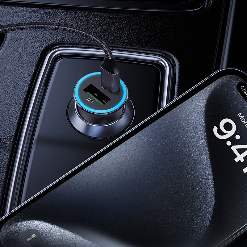 ACEFAST Fast Charge Car Charger B16 95W (1xUSB-C + 1xUSB-A) with C to C fast charging cable
