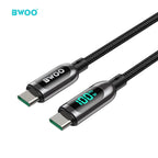 BWOO 100W Nylon Braided Zinc Alloy Type-C to Type-C Cable 1.2m